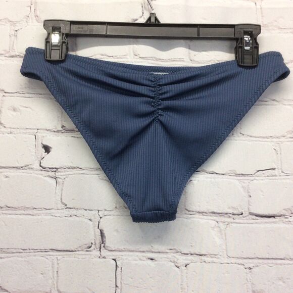 Cupshe Deep Love Tie Front Bikini Women's Size M Slate Blue Ribbed Beachy Sexy - Picture 8 of 12